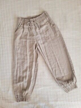 ZARA Kids Elastic-Waist Beige Jogger Pants